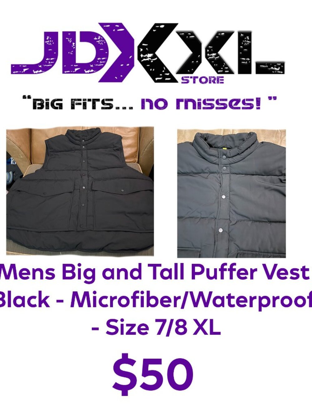 Good Counsel Puffer Vest Size: 7XL/8XL Color: Black